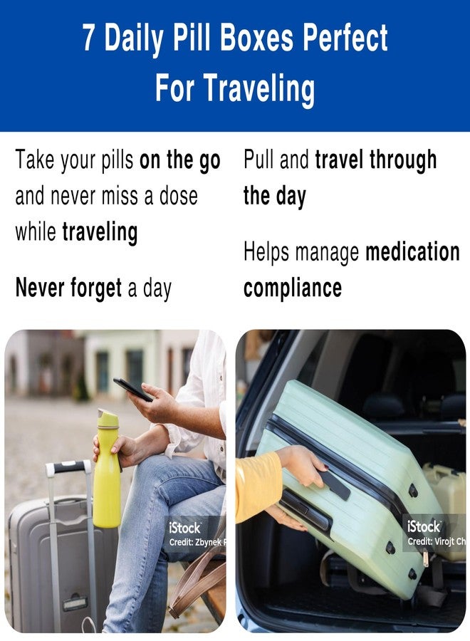ميدسينتر منظم حبوب MEDCENTER Traveler لمدة 7 أيام، مناسب لحسابات التوفير الصحي/حسابات الإنفاق المرن، علبة حبوب محمولة، منظم أدوية كبير السعة للسفر مع 4 أقسام يومية، علبة حبوب من النايلون للسفر، حجم كبير - Image 5